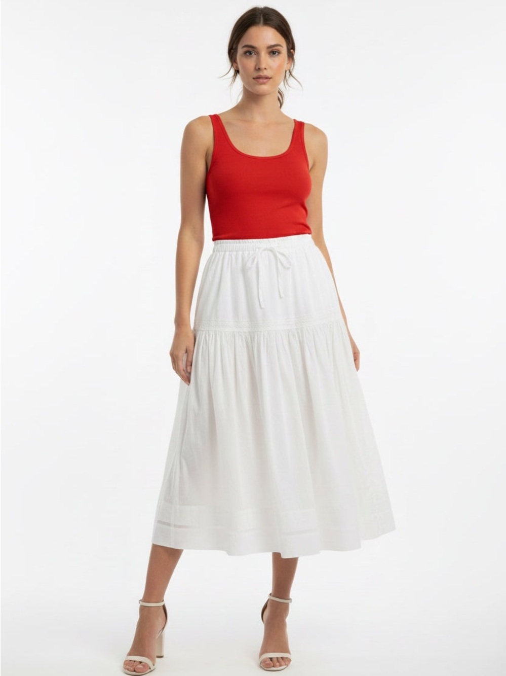 Blu Pepper White Tiered Maxi Skirt